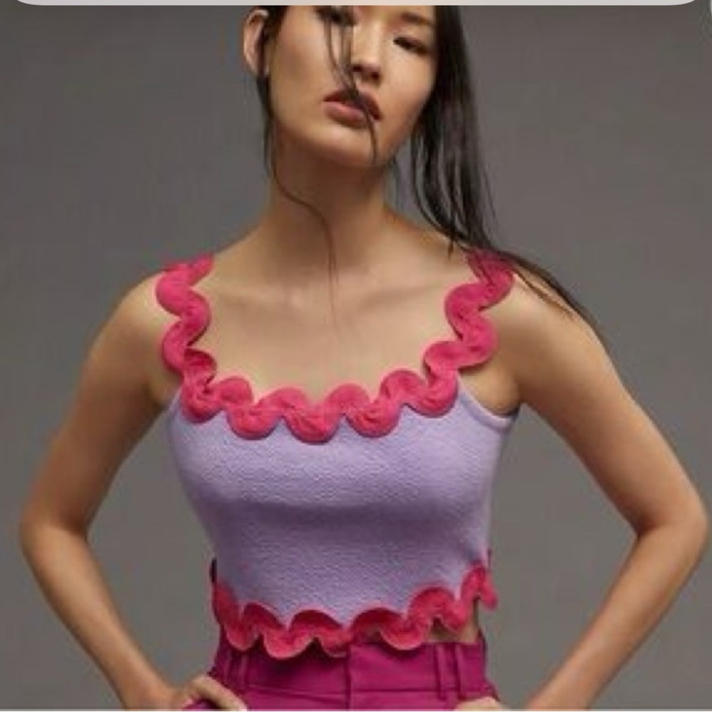 Anthropologie Purple and Pink Crop Top